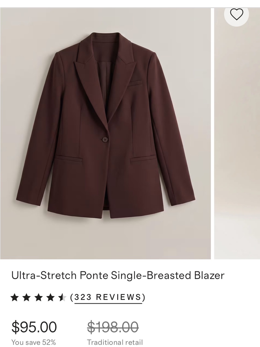 Quince Brown Single-Breasted Ponte Blazer